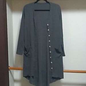 Women's gray cardigan.